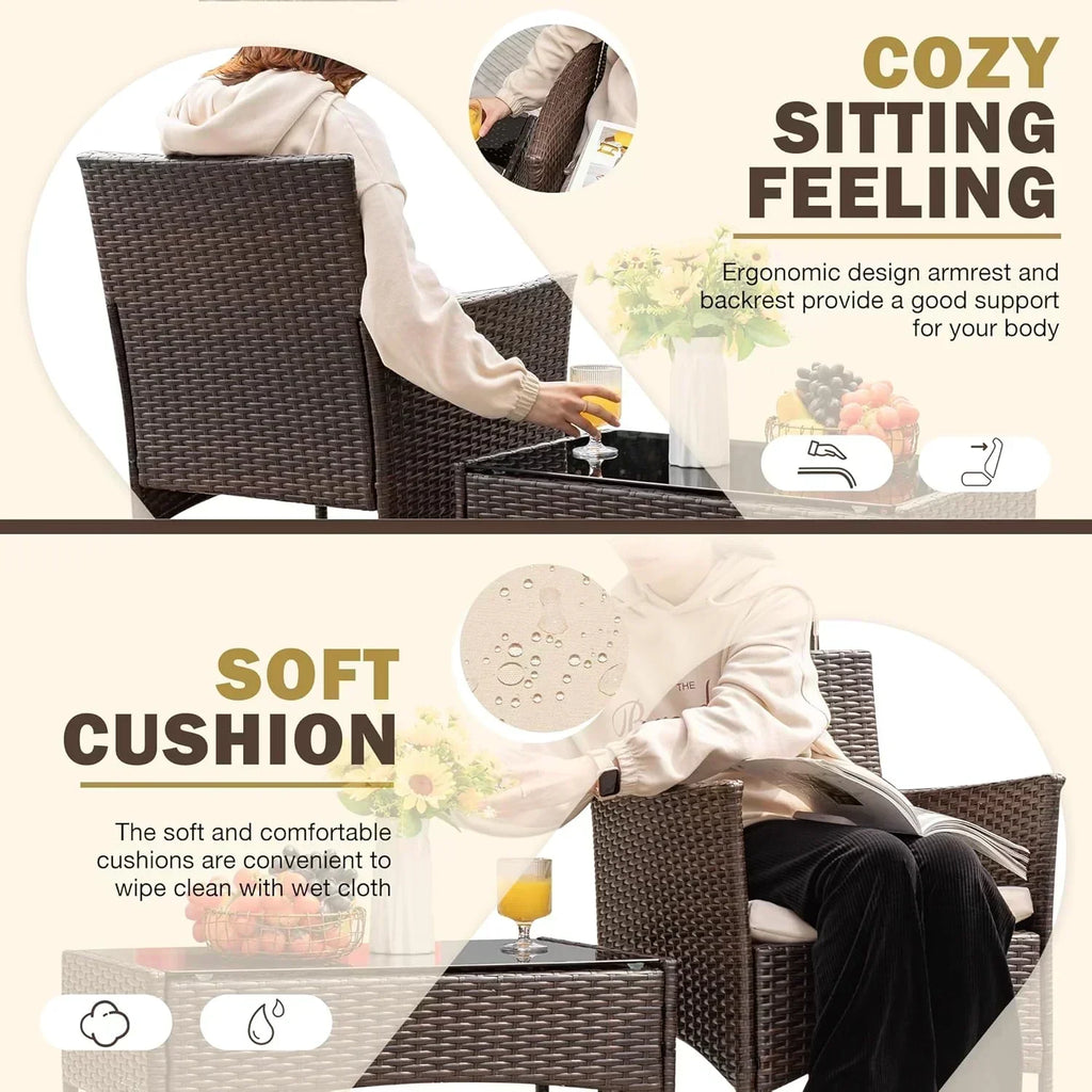 4 piece outdoor patio furniture set rattan chair wicker set
