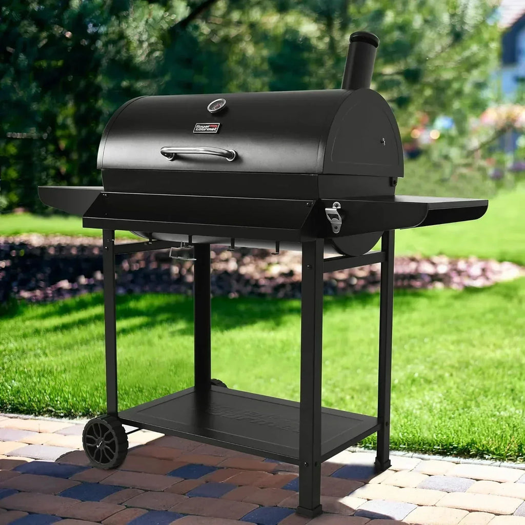 Royal Gourmet CC1830T 30-Inch Barrel Charcoal Grill Warming Rack Front Storage Basket BBQ Grill