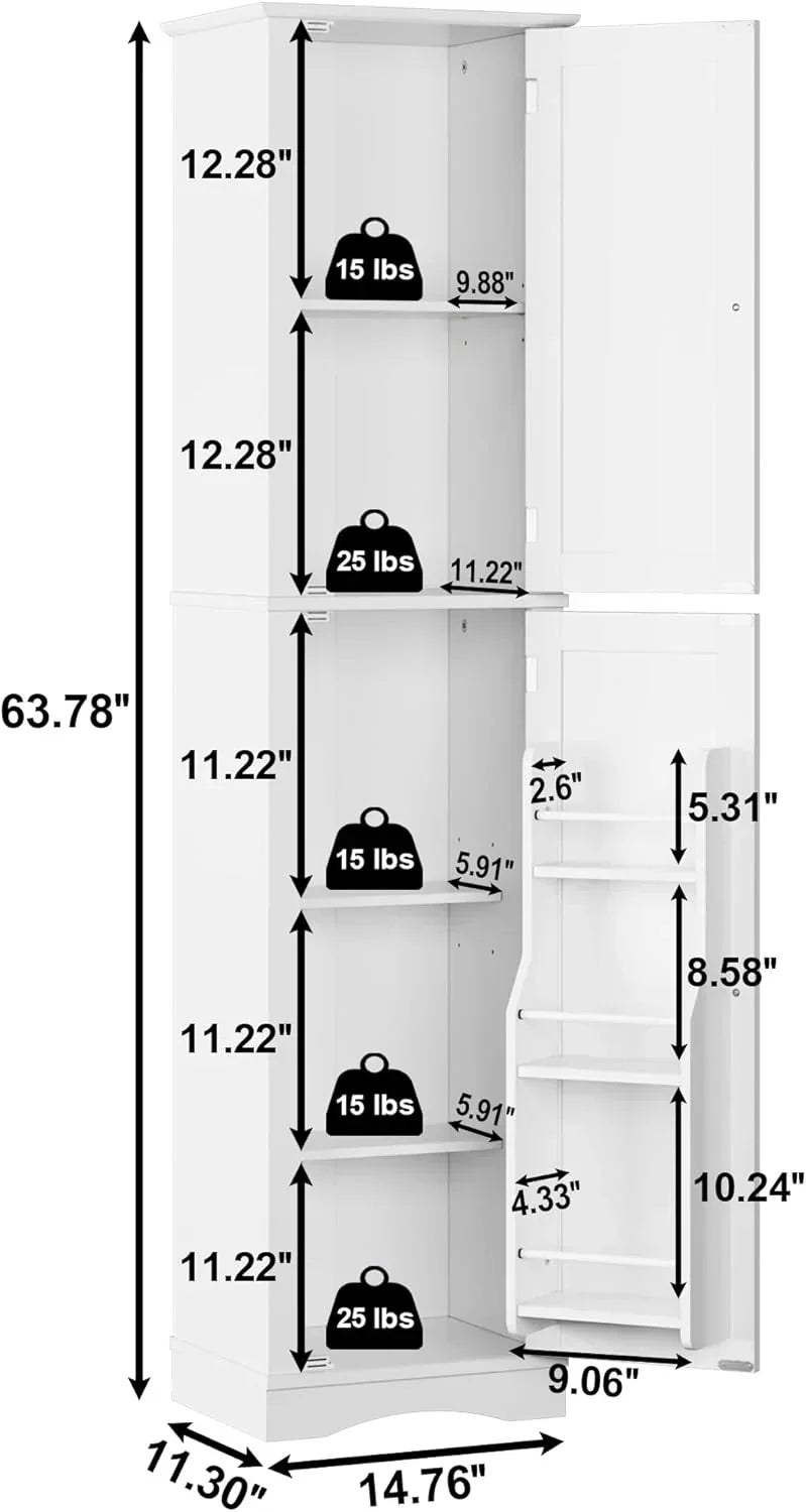 Tall Pantry Cabinet Freestanding Storage Cabinet Wooden Kitchen Pantry with 4 Doors