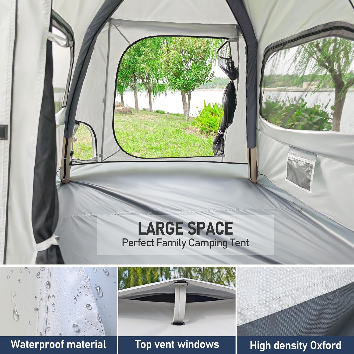 Automatic Inflatable Camping Tent��Easy Set up 3-4 Person Glamping Outdoor Air Blow Up Tents, Quick Setup Air Tent with a Built-in air Pump,Waterproof Inflatable House Tent for Adults