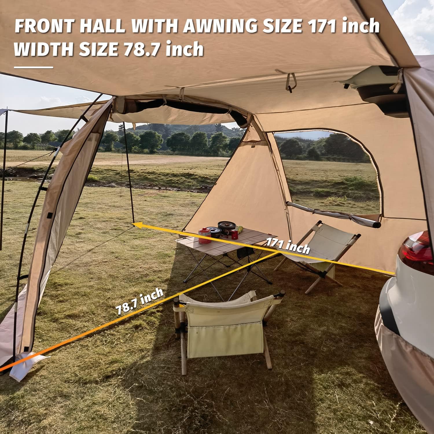 KAMPKEEPER SUV Car Tent, Tailgate Shade Awning Tent for Camping, Vehicle Camping Tents Outdoor Travel (Black)