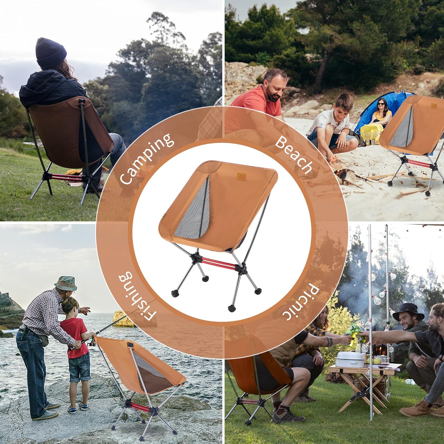Ultralight Camping Chair 2.12 lbs Portable Backpacking Chair Folding Hiking Chair