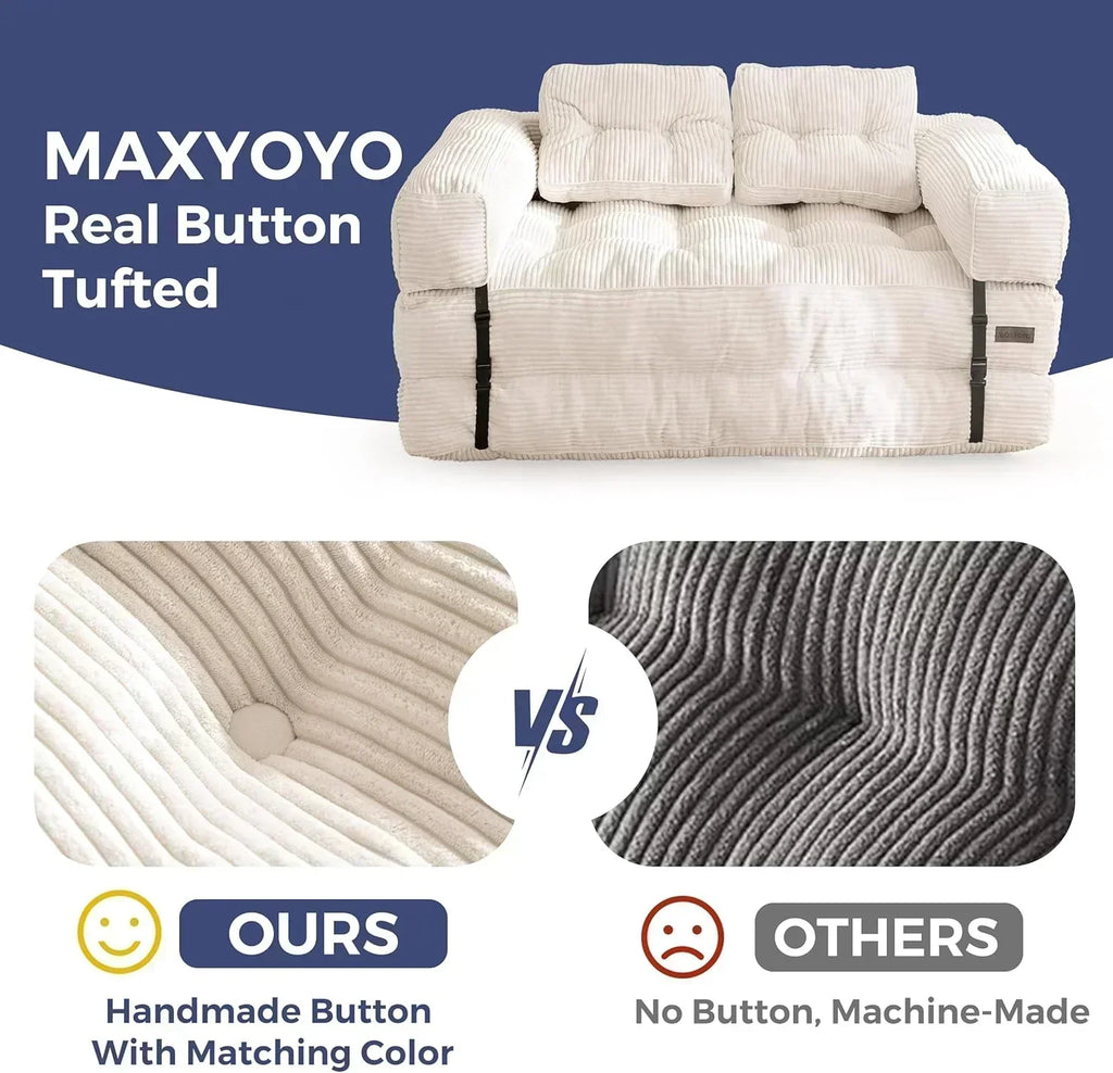 Folding Sofa Bed L-Shaped Convertible Sofa Bed with Armrests and Pillows
