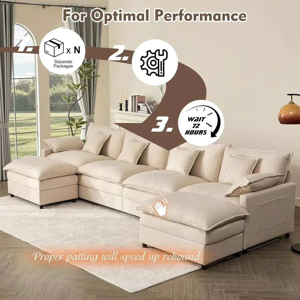108 U-shaped sofa modular sofa three-seater comfortable cloud sofa