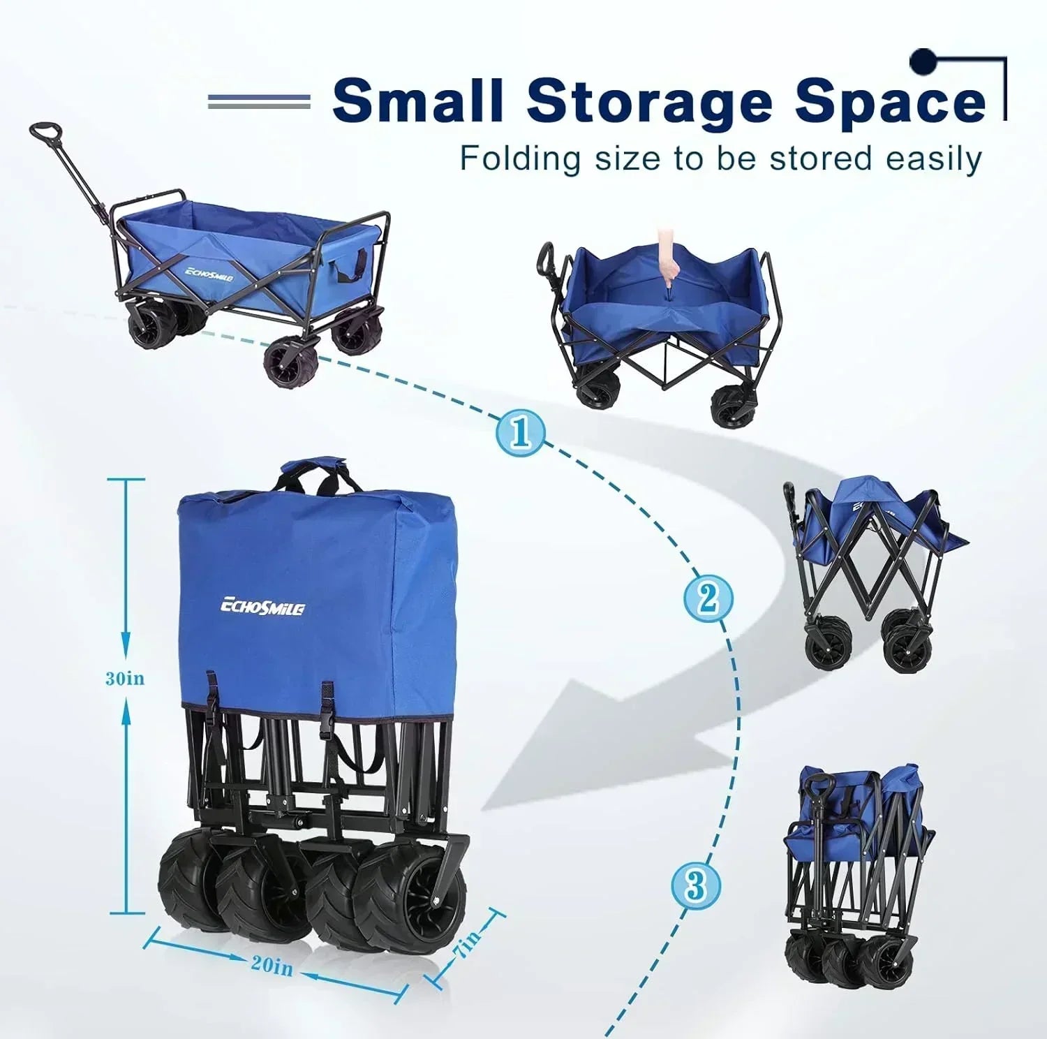 Heavy Duty 350 lb Capacity Foldable Caravan Outdoor Folding Camping Caravan Portable Grocery Cart