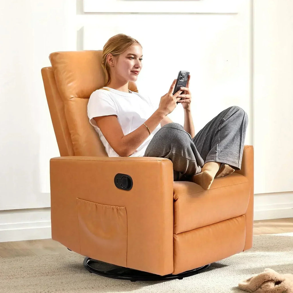 Swivel high-back rocking chair with footrest padded glider baby chair with comfortable deep seat