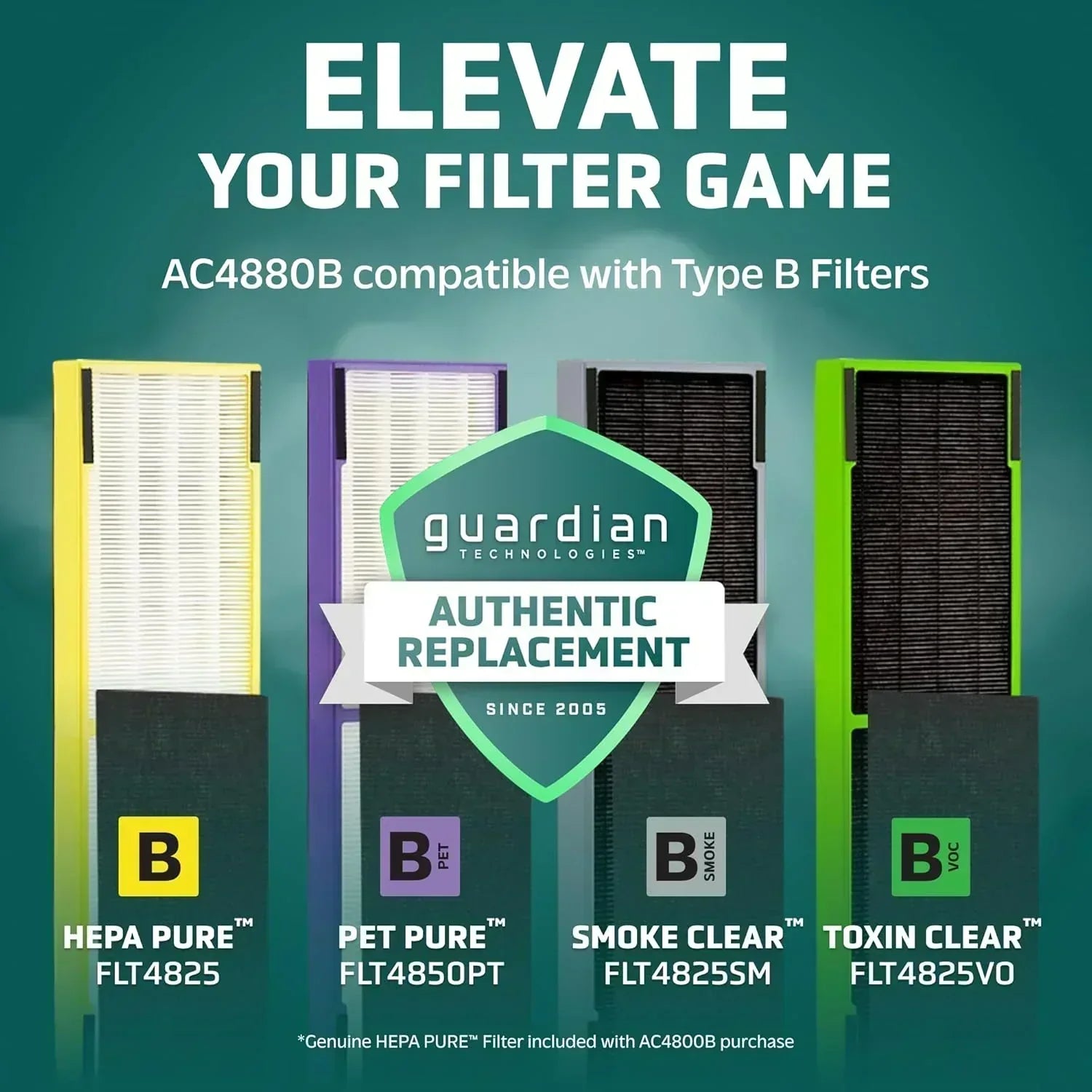 Home air purifier with HEPA pure filter