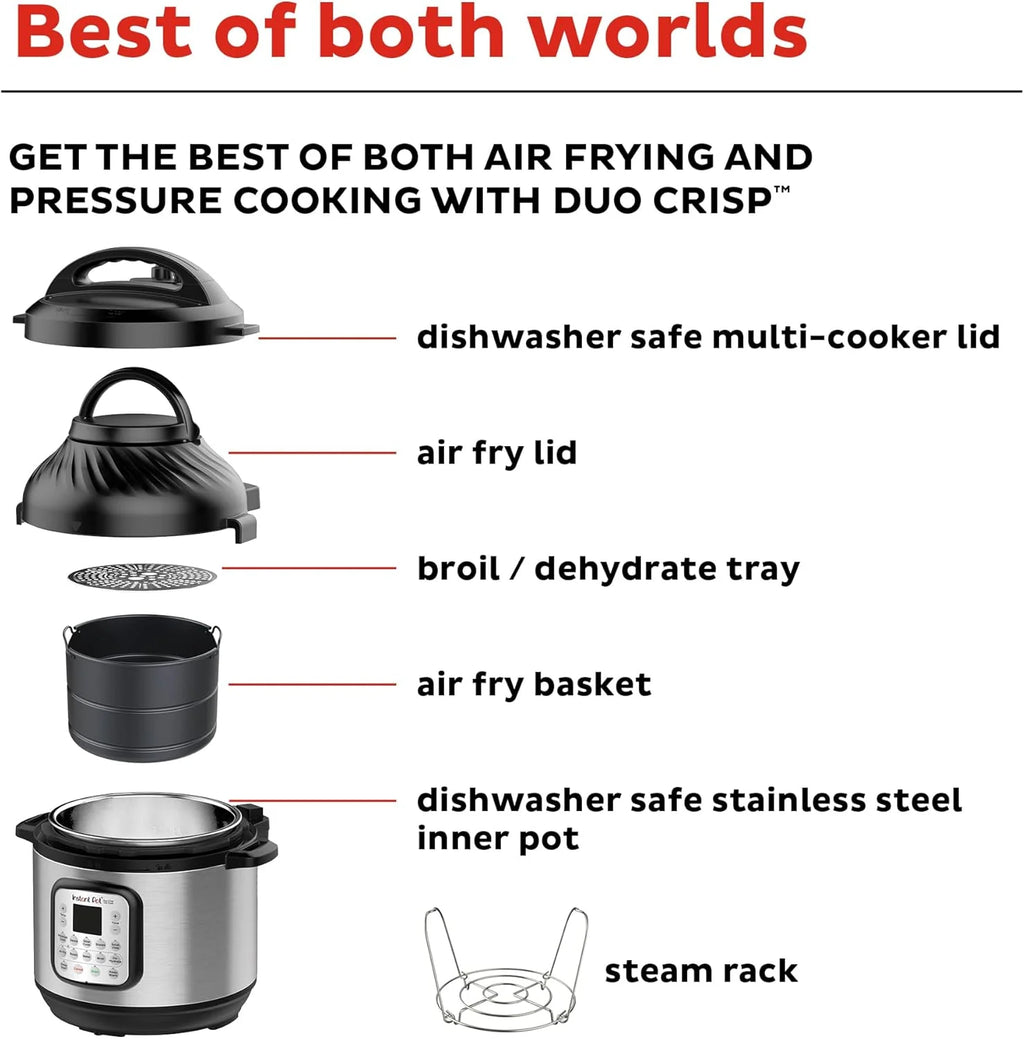 Instant Pot Duo Crisp 11-in-1 Air Fryer and Electric Pressure Cooker Combo with Multicooker Lids that Air Fries