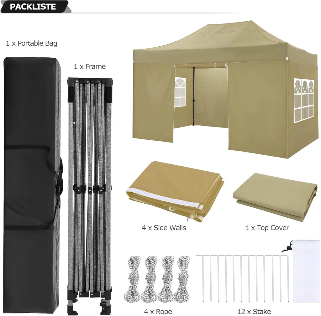 COBIZI 10x20 Heavy Duty Pop up Canopy Tent with 6 sidewalls Easy Up Commercial Outdoor Canopy Wedding Party Tents for Parties All Season Wind & Waterproof Gazebo with Roller Bag,Black(Frame Thickened)