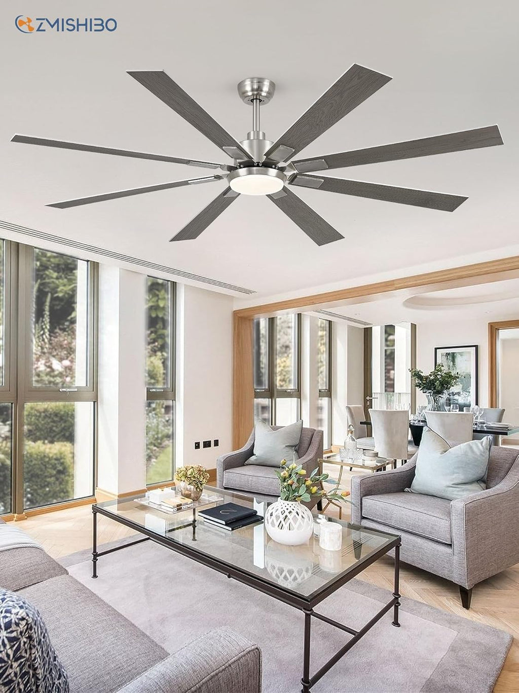 Zmishibo 72-inch large ceiling fan with lighting and remote indoor/outdoor