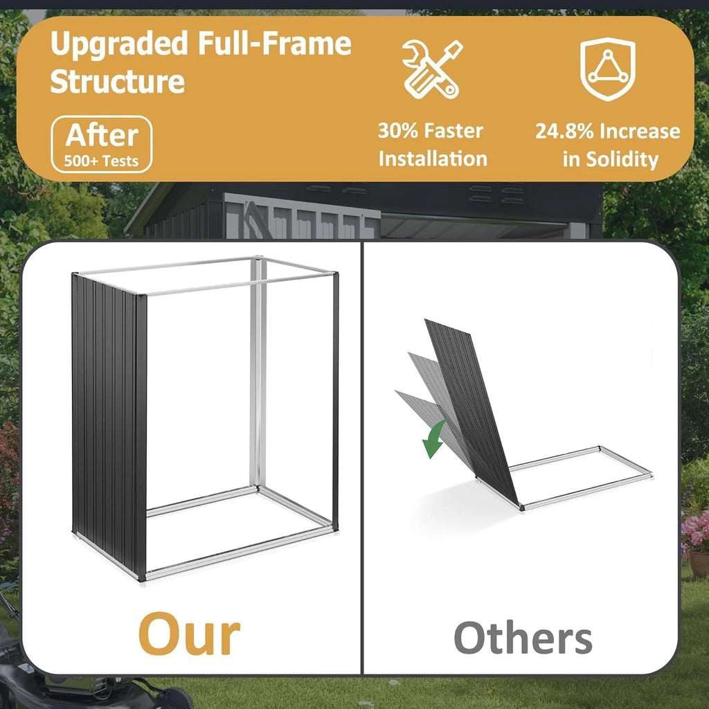 Polar Aurora 8 x 12 FT Outdoor Storage Shed, Metal Garden Shed with Updated Frame Structure, Tool Sheds for Backyard Garden Patio Lawn Black