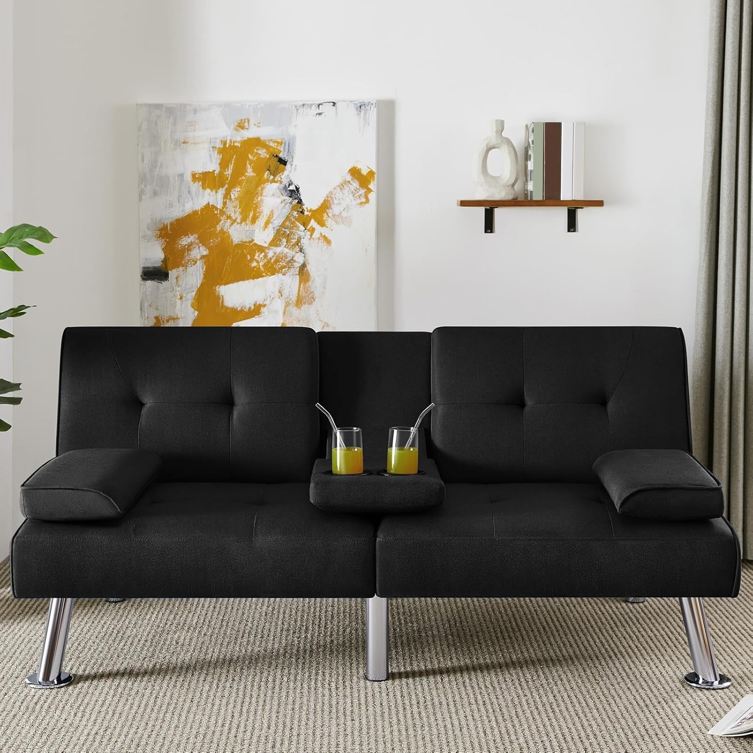 Convertible Sofa Bed Modern Imitation Leather Home Recliner Flip Double Sofa Folding Sofa Bed Guest Bed