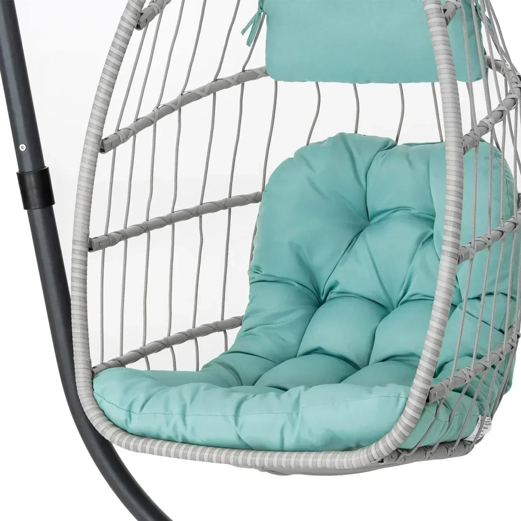 Yechen Indoor Outdoor Egg Hanging Chair Stand Patio Wicker Swing Egg Chair Swinging Chair