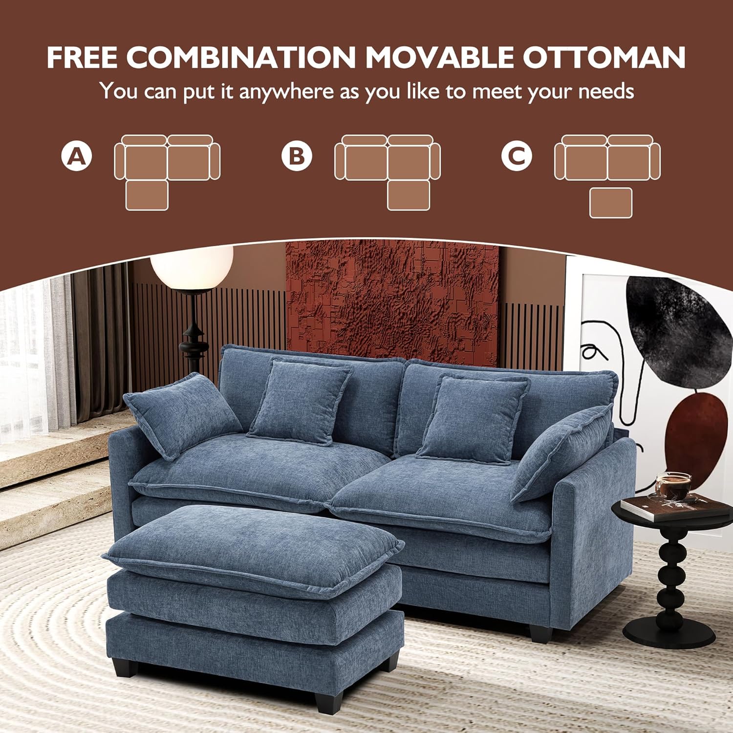 ihanherry 146-inch U-shaped modern sofa modular area cloud sofa