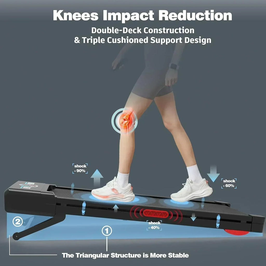 The Walking Pad treadmill features 12% 9-level automatic incline 450-pound capacity LED screen