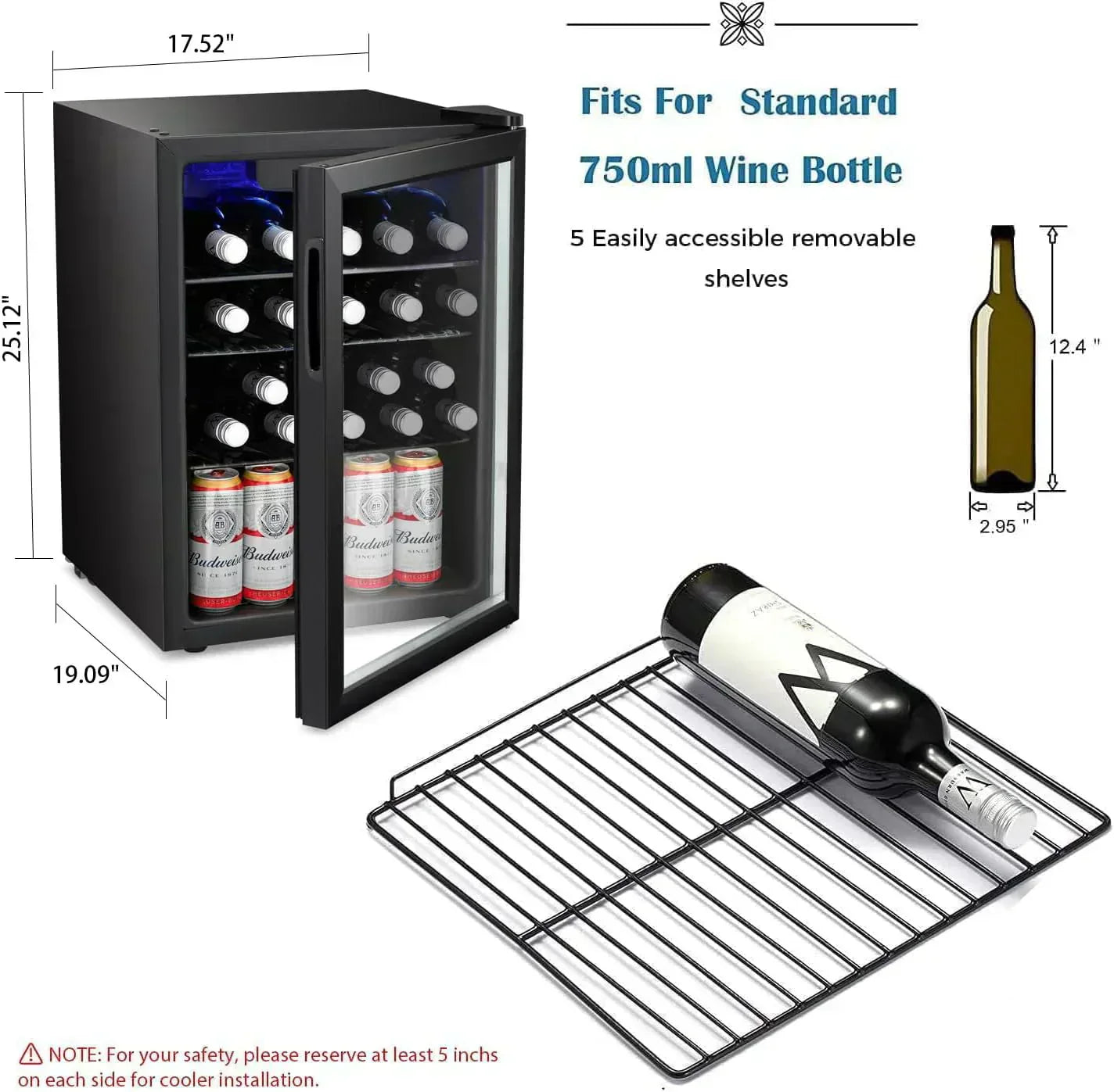 Antarctic Star 26 Bottle 130 Can Wine Cooler/Cabinet Beverage Refrigerator Cellar Beer Clear Glass