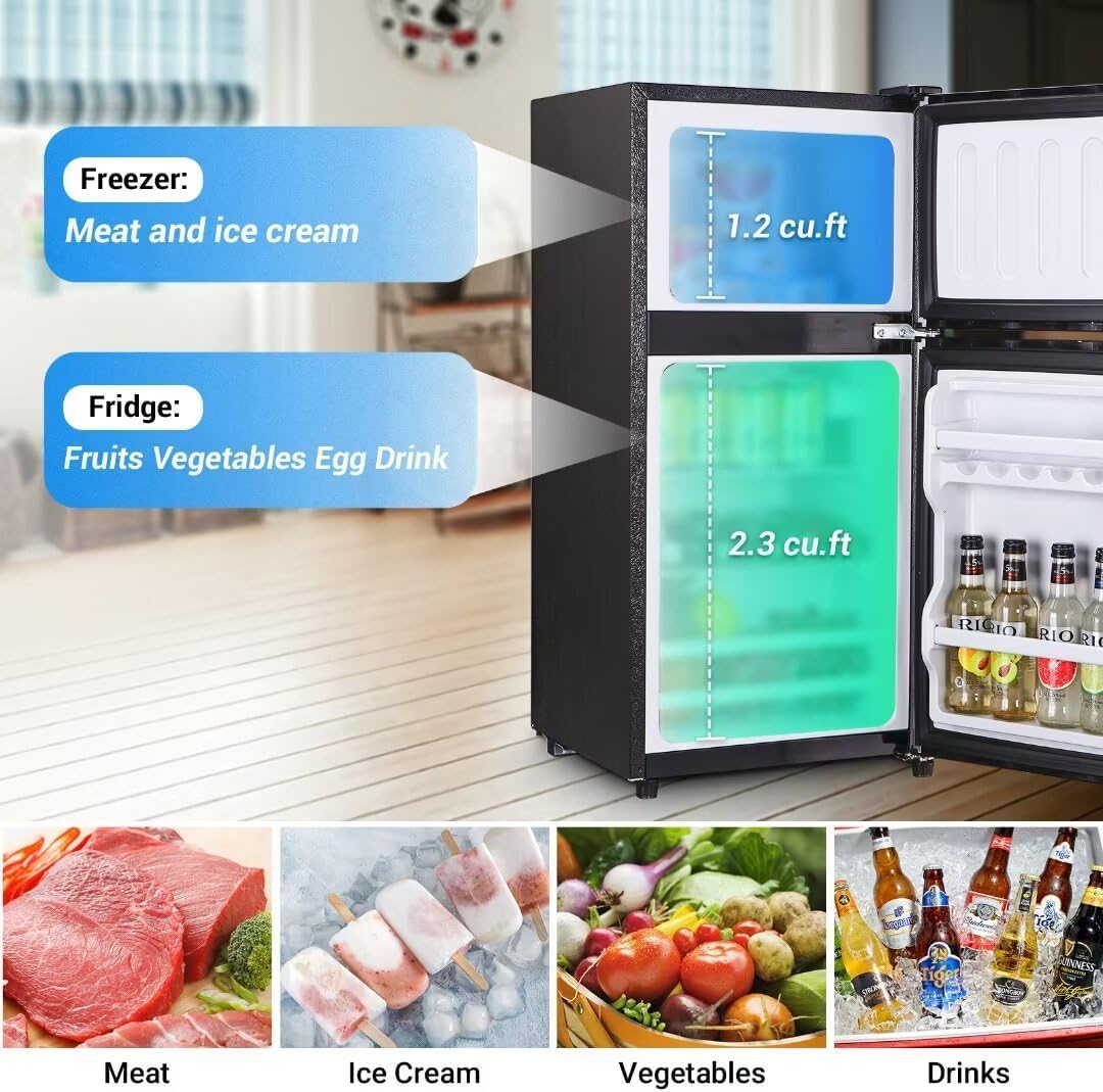 Apartment Size Refrigerator 3.5 Cu.Ft Small Refrigerator with Freezer Suitable for Home