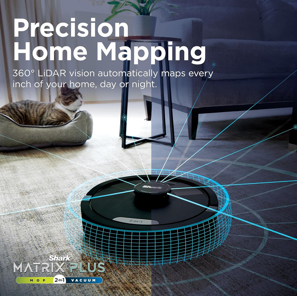 AI Robot Vacuum with XL HEPA Self-Empty Base, Bagless, 60-Day Capacity, LIDAR Navigation, Perfect for Pet Hair, Compatible with Alexa, Wi-Fi Connected, Carpet & Hard Floor, Black