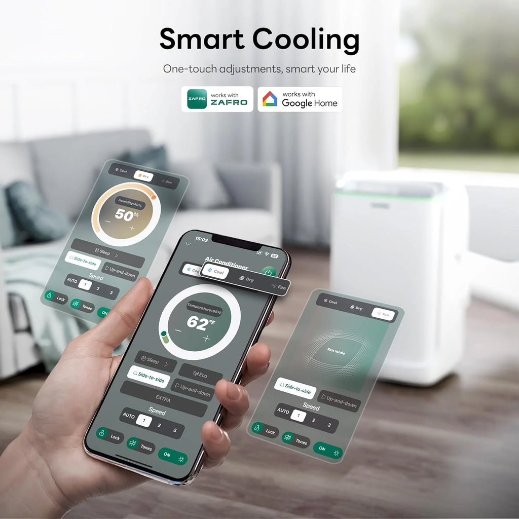 ZAFRO 8,000 BTU Portable Air Conditioners, 4 Modes Portable AC Unit with Fast Cooling/Energy Efficient/Remote/24Hrs Timer for Bedroom/Dorms/Indoor Rooms, White