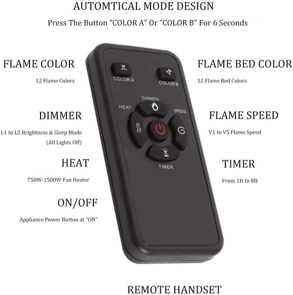 R.W.FLAME 60 Recessed and Wall Mounted Electric Fireplace, Low Noise, Fit for 2 x 6 Stud, Remote Control with Timer, Touch Screen, Adjustable Flame Color and Speed, 750-1500W
