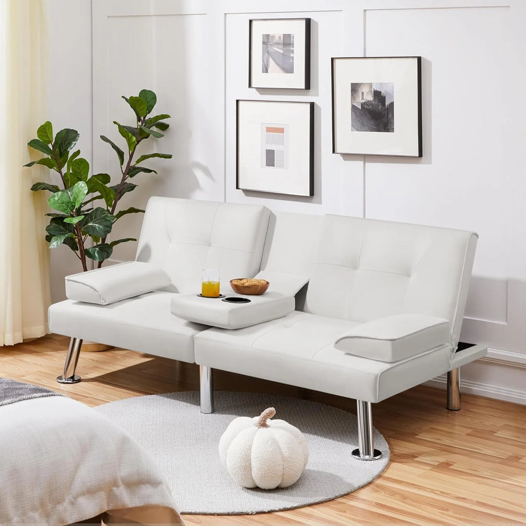 Convertible Sofa Bed Modern Imitation Leather Home Recliner Flip Double Sofa Folding Sofa Bed Guest Bed