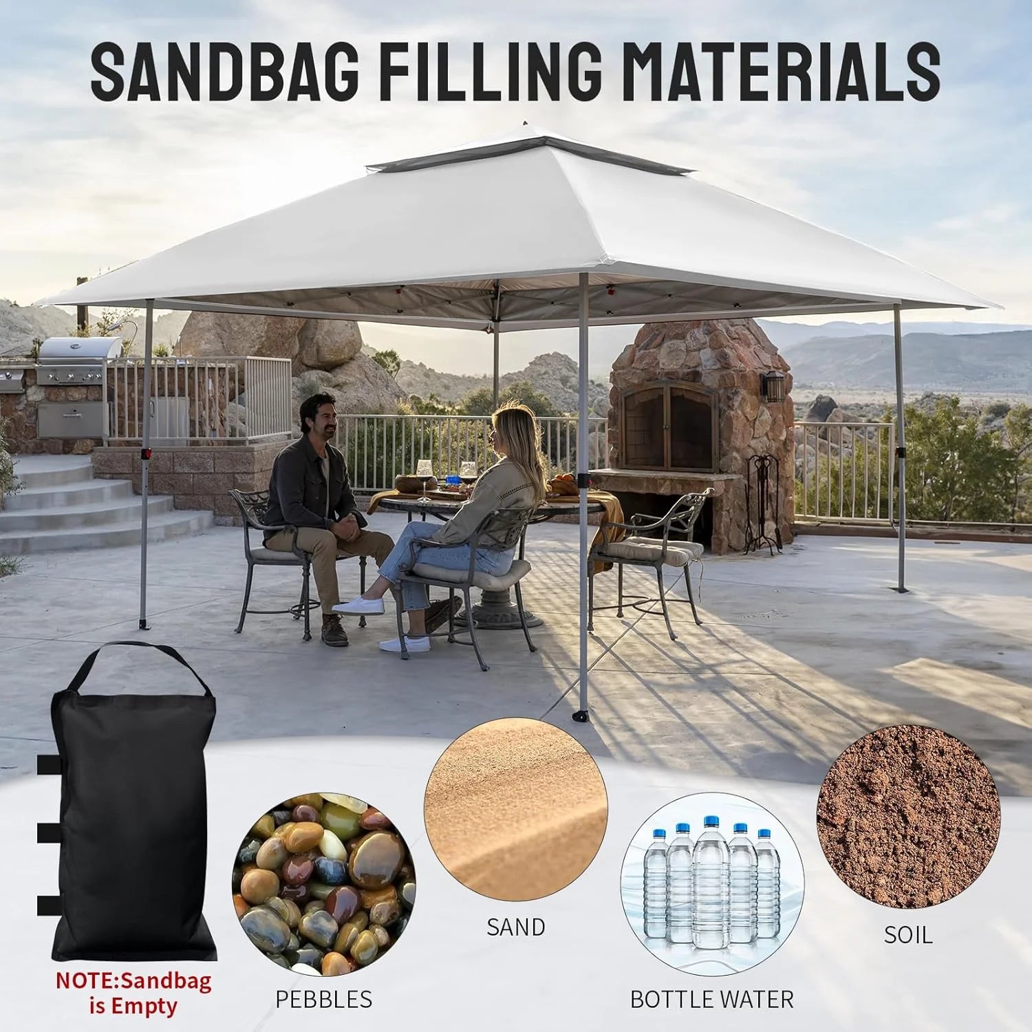 CROWN SHADES 13x13 Pop Up Gazebo, Canopy Tent, Gazebos on Clearance - Outdoor Gazebo for Backyard & Patio Furniture - Carpa Pop Up Tent with Wheeled STO-N-Go Cover Bag (White)