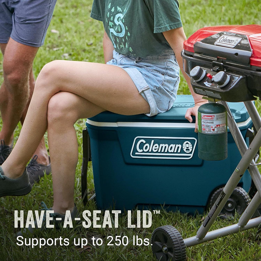 Coleman Insulated Portable Rolling Cooler with Wheels, Leak-Proof Outdoor Hard Cooler, Keeps Ice for Up to 5 Days, 100 Quart