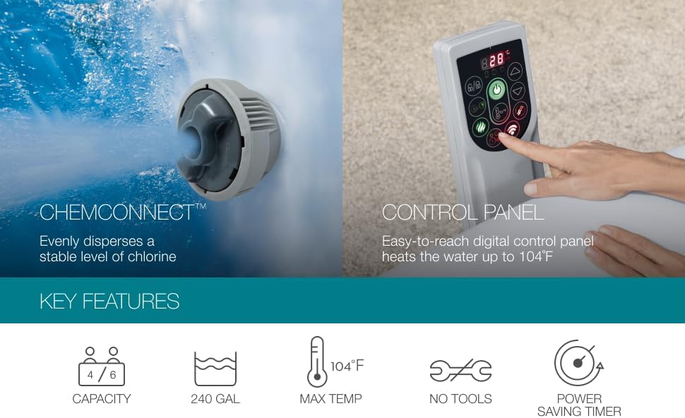 Bestway SaluSpa Miami EnergySense AirJet Inflatable Hot Tub Spa (71 x 26) | Portable Hot Tub with 2 Covers (1 Energy-Efficient Thermal Cover and 1 Standard Cover) | Fits Up to 2-4 Persons | Black