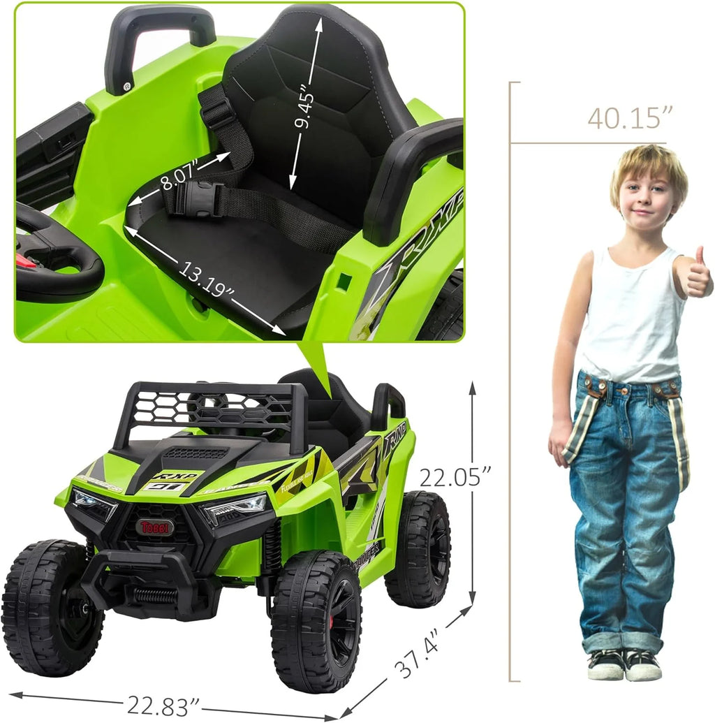 TOBBI 12V Kids Ride on Car, Electric Off-Road UTV Truck with Diverse Functions, Double Open Doors, Safety Belt, Horn, Music, and Lights for Kids Aged 3-5 Years (Rose Red)