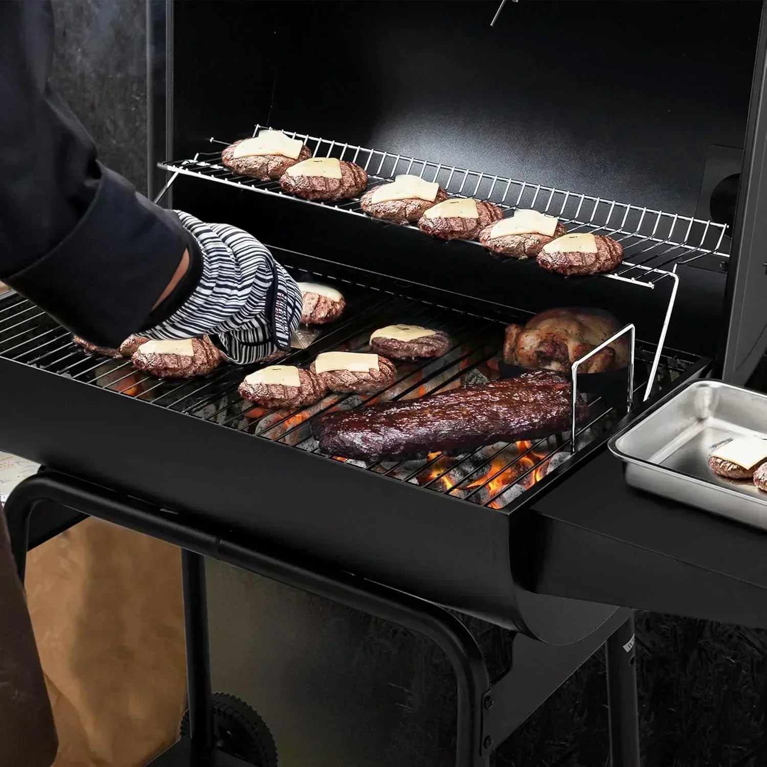 Royal Gourmet CC1830 30 Inch Barrel Charcoal Grill with Side Table Outdoor BBQ Grill  for Backyard