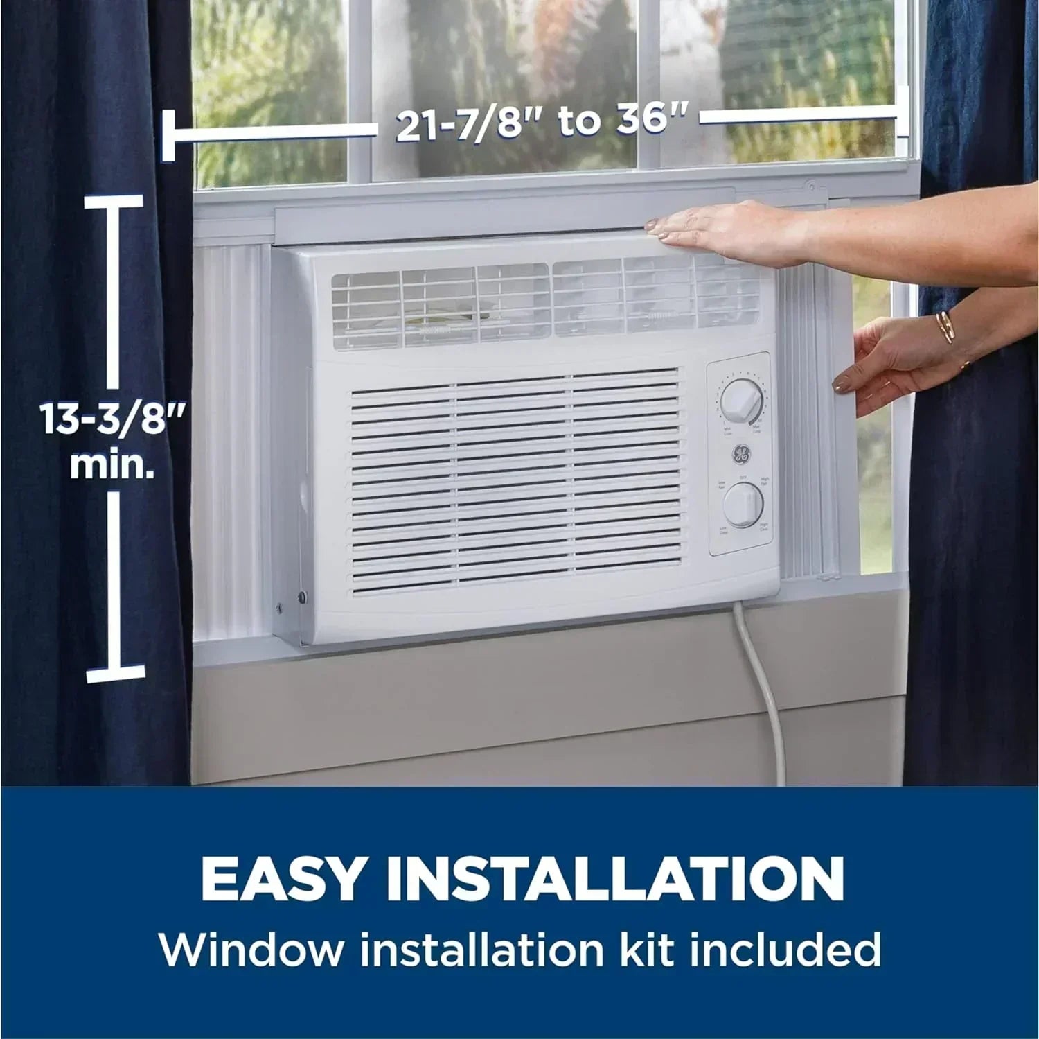 GE Window Air Conditioner Unit 5,000 BTU for Small Rooms up to 150 sq ft Manual Adjustable Fan