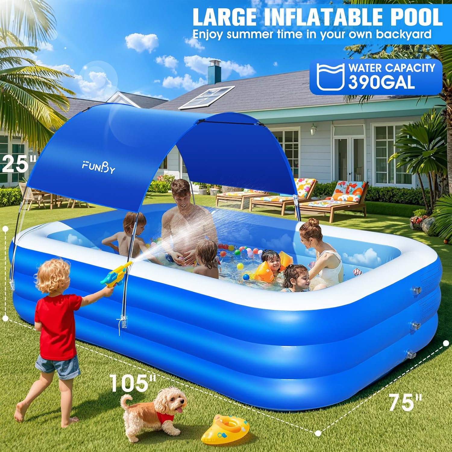 Inflatable Pool with Canopy Upgraded Inflatable Swimming Pool Large Inflatable Blow up Pools