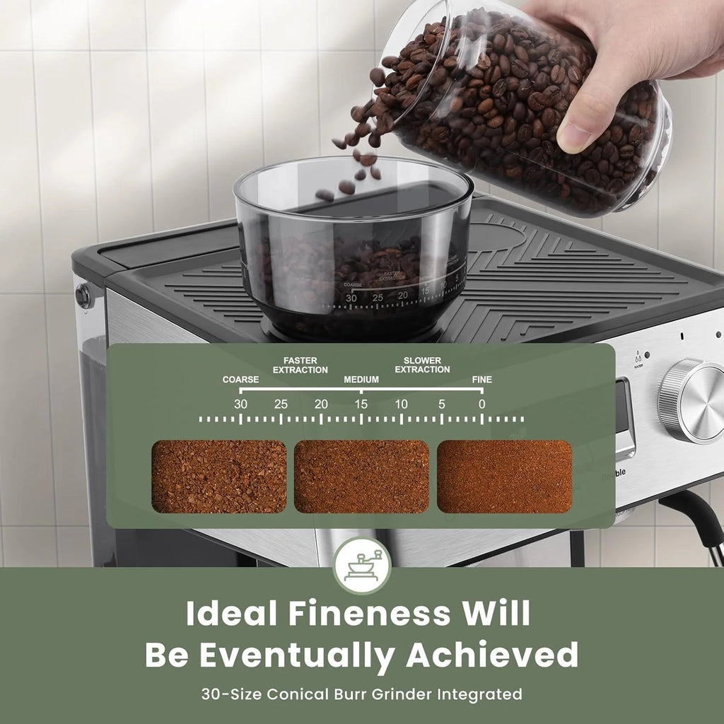 Gevi 20 Bar Espresso Machine with Grinder & Milk Frother