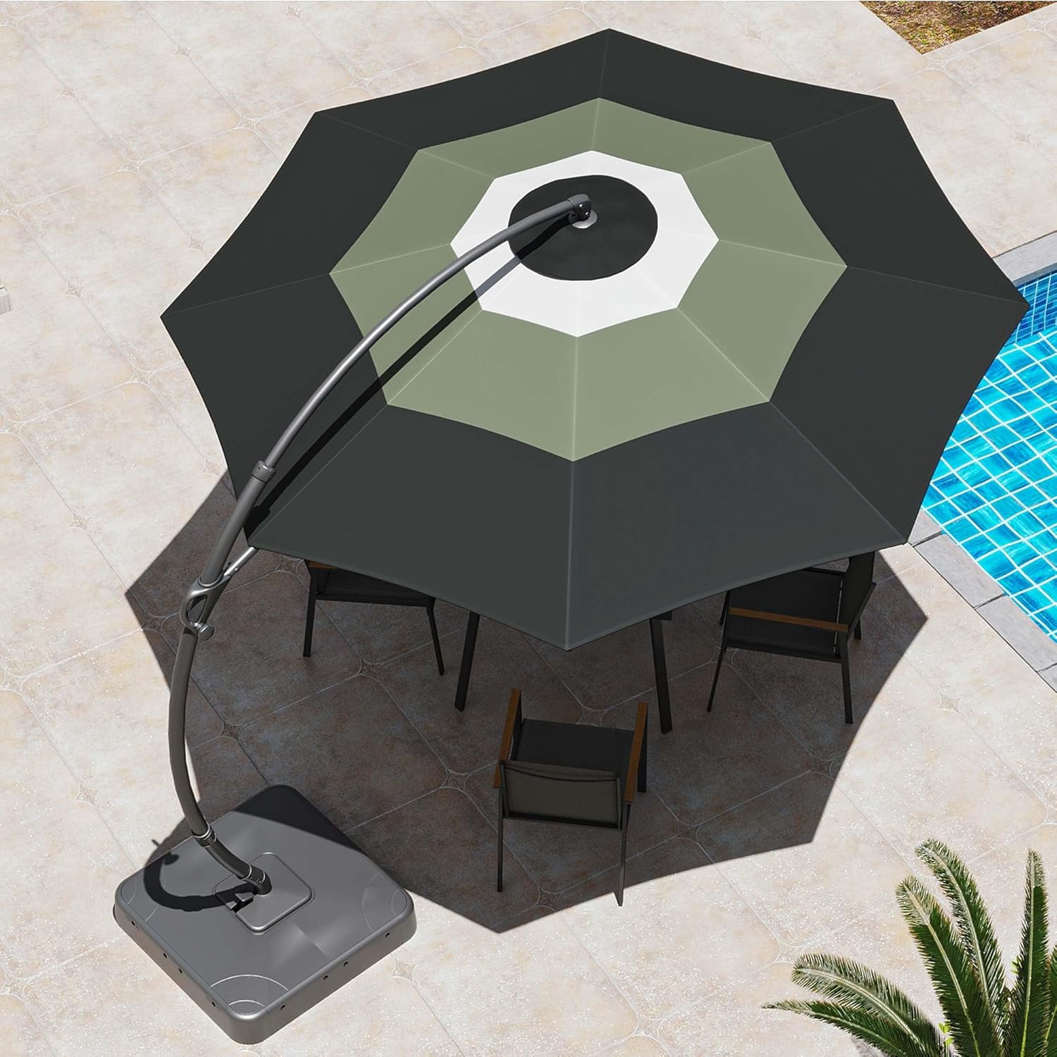 LAUSAINT HOME Outdoor Patio Umbrella with Base included 11 FT Deluxe Curvy Cantilever Umbrella
