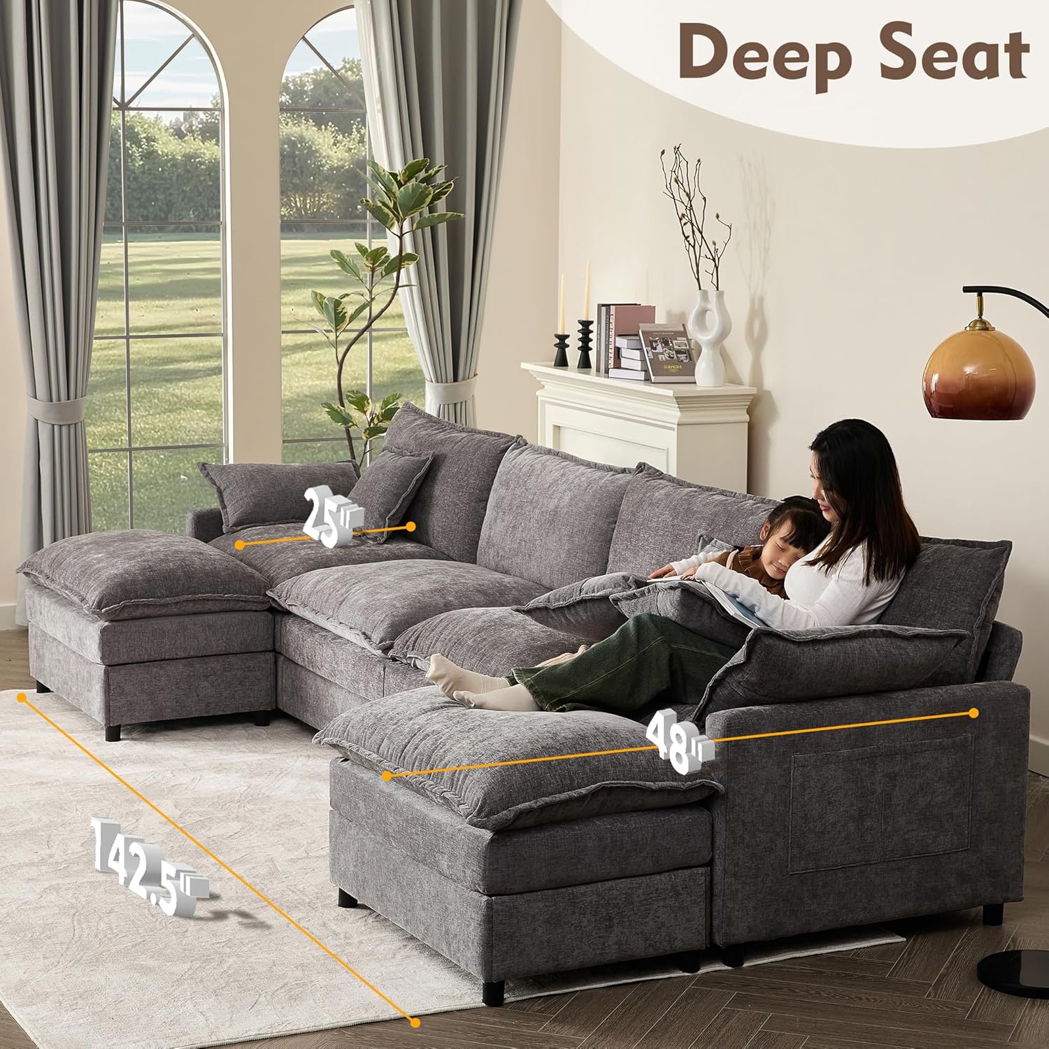108 U-shaped sofa modular sofa three-seater comfortable cloud sofa