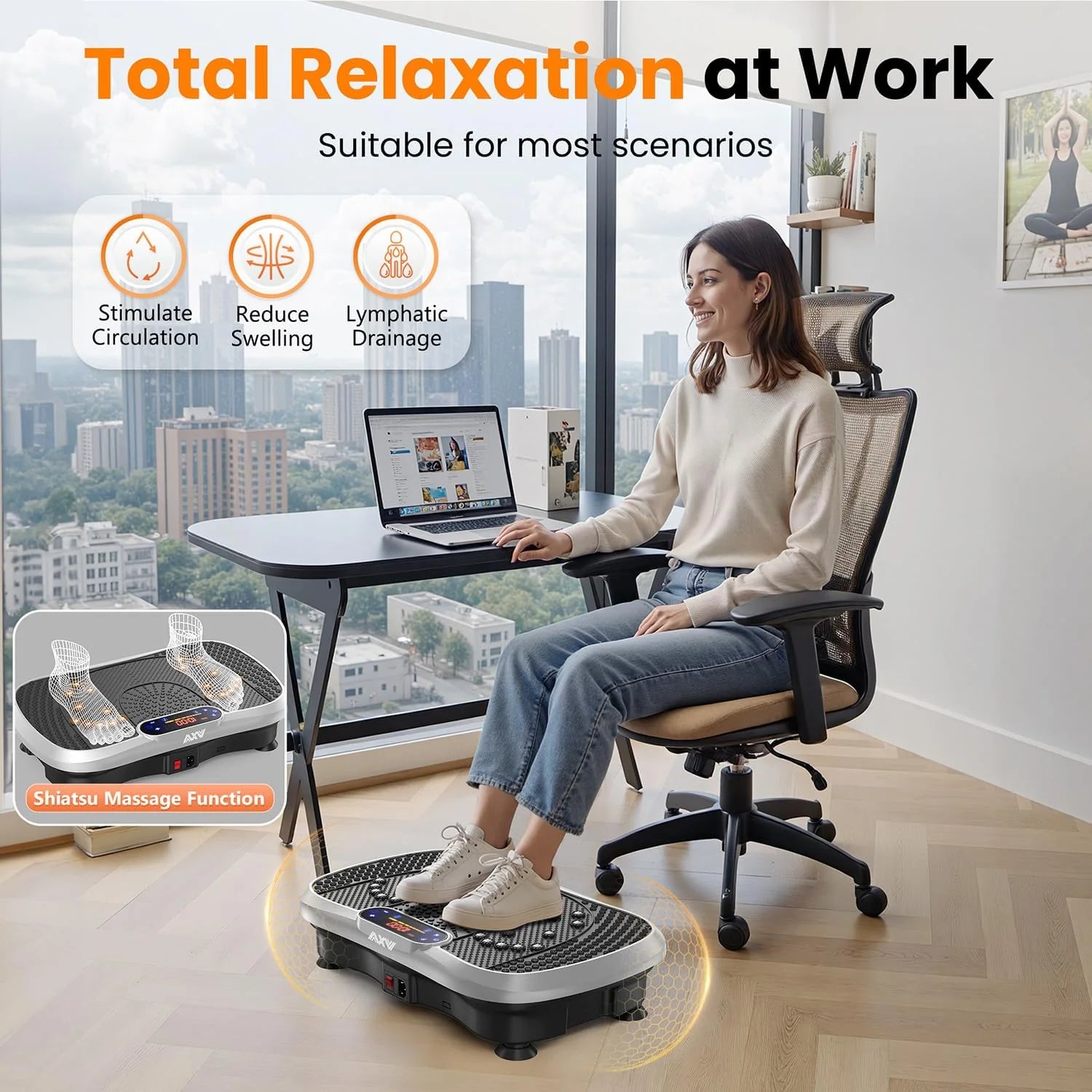 AXV Vibration Plate Fitness Platform Trainer Suitable for men and women to lose weight and burn fat at the gym