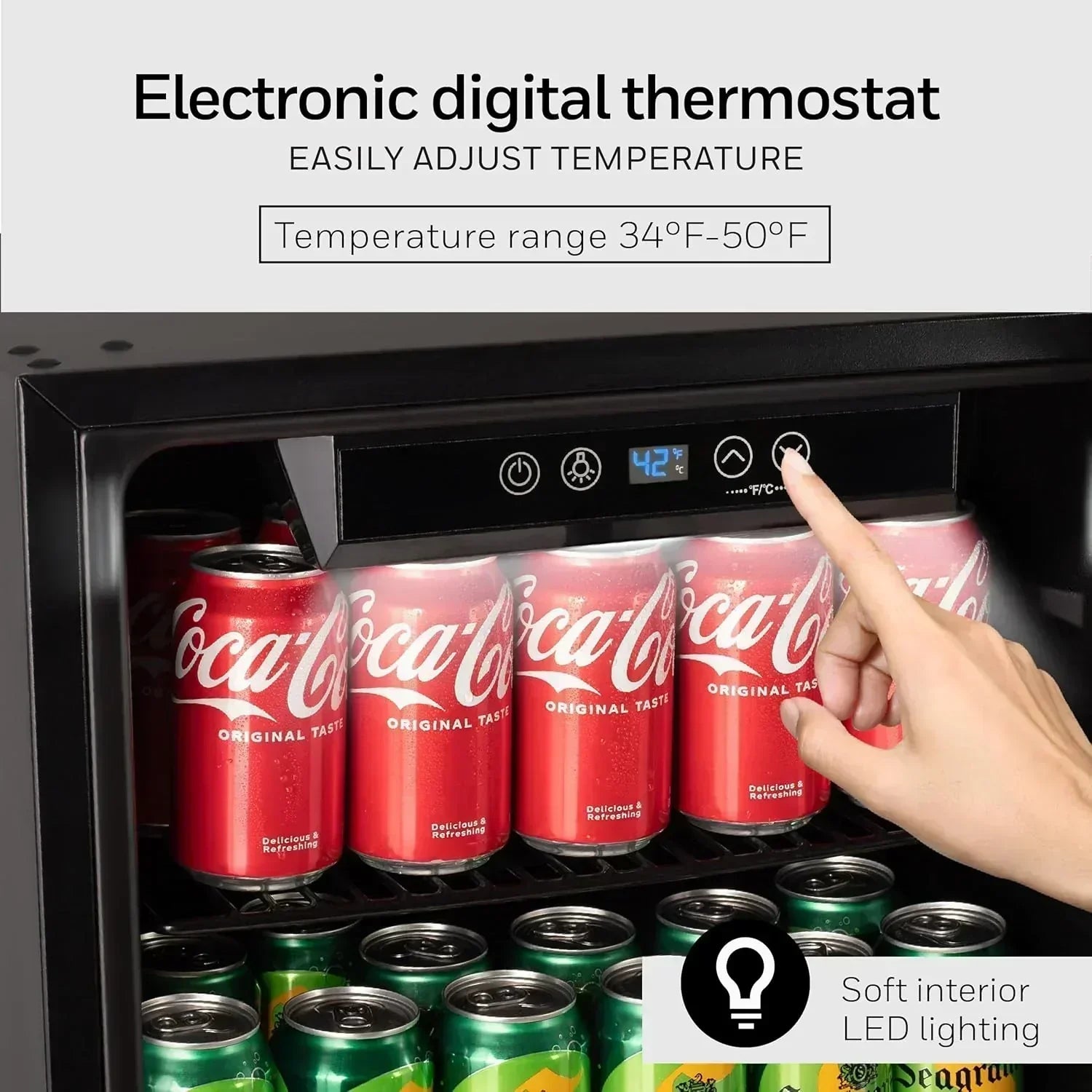 Beverage Refrigerator and Cooler 115 Can Mini Fridge with Glass Door for Soda Beer or Wine