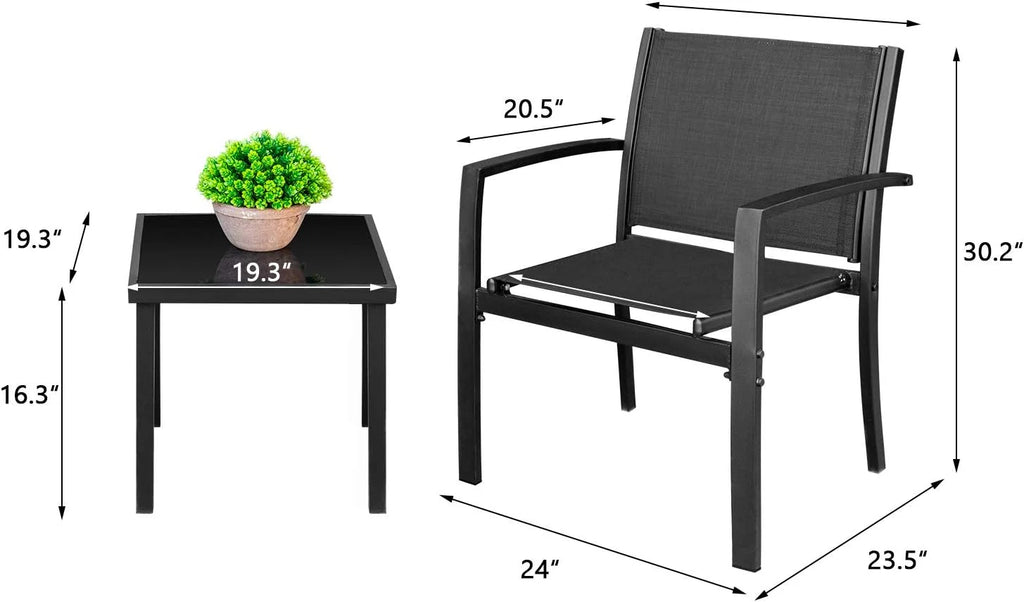 Homall Patio Dining Set 7 Pieces Outdoor Furniture with Large Table and 6 Textilene Chairs for Porch, Brown