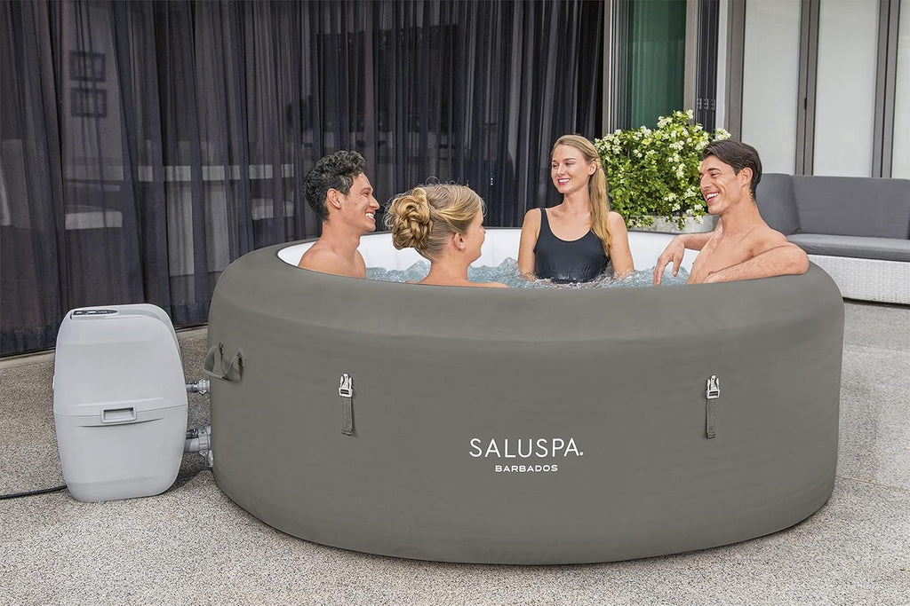 Bestway SaluSpa Miami EnergySense AirJet Inflatable Hot Tub Spa (71 x 26) | Portable Hot Tub with 2 Covers (1 Energy-Efficient Thermal Cover and 1 Standard Cover) | Fits Up to 2-4 Persons | Black