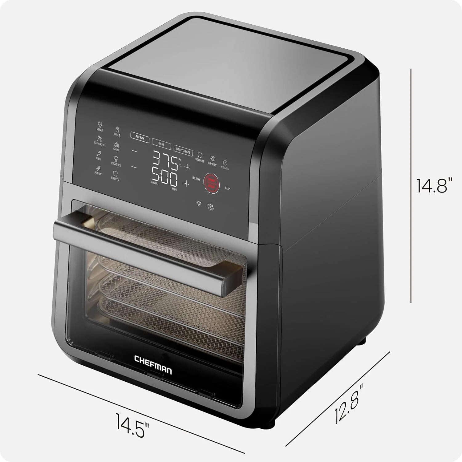 Chefman Compact 6.3-Quart Digital Air Fryer with Rotisserie, Dehydrator, and Convection Oven, 8 Touchscreen Presets