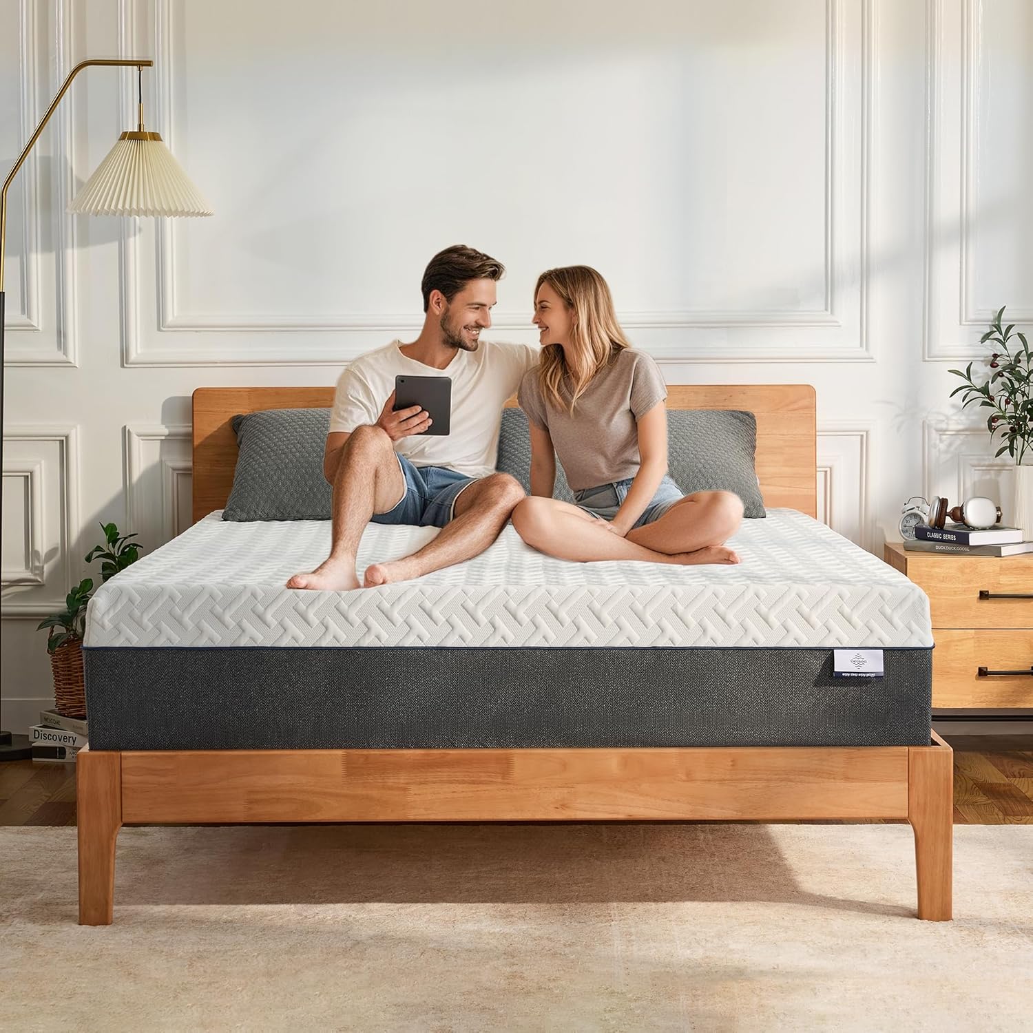 Queen Memory Foam Mattress, 10 Inch Queen Size Mattress in a Box, Green Tea Gel Infused Foam for Pressure Relief and Cool Sleep, Foam Made in USA, CertiPUR-US Certified, Medium Firm