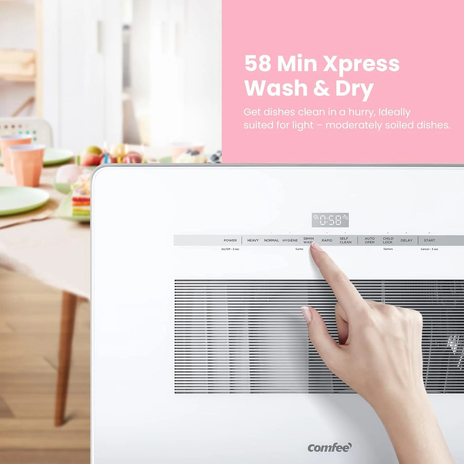 COMFEE' Portable Mini Dishwasher Countertop with 5L Built-in Water Tank