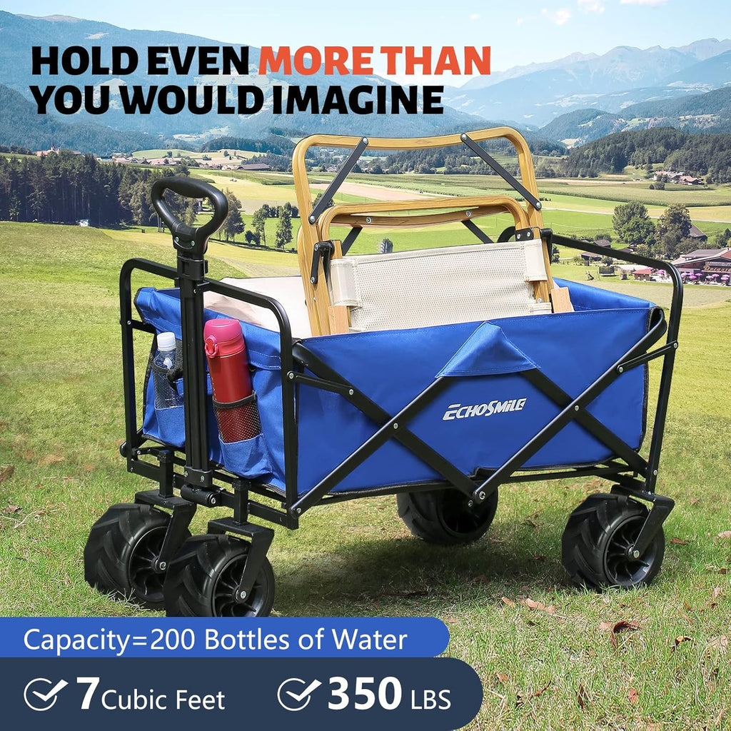 Heavy Duty 350 lb Capacity Foldable Caravan Outdoor Folding Camping Caravan Portable Grocery Cart