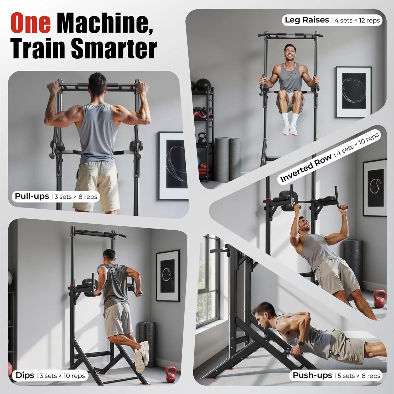 Sportsroyals Power Tower Pulp Up Bar Station, 450 lbs stable suspended immersion tilt station