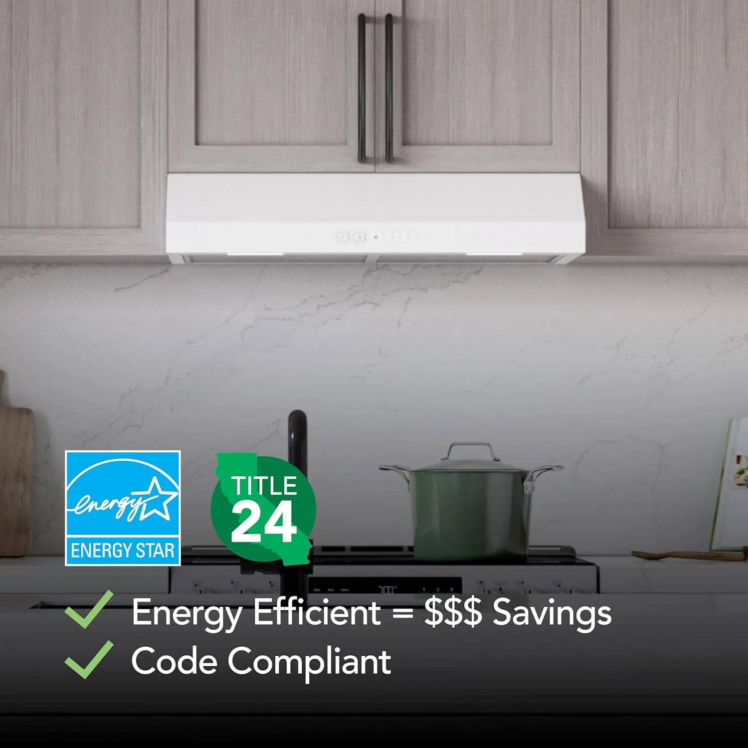 Broan-NuTone Three-Speed Glacier Undercabinet Range Hood with LED Light, ADA Compliant