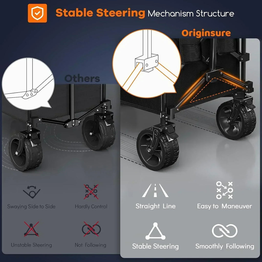 38 long foldable four-wheel stroller 460 lb capacity 220 liter folding beach stroller