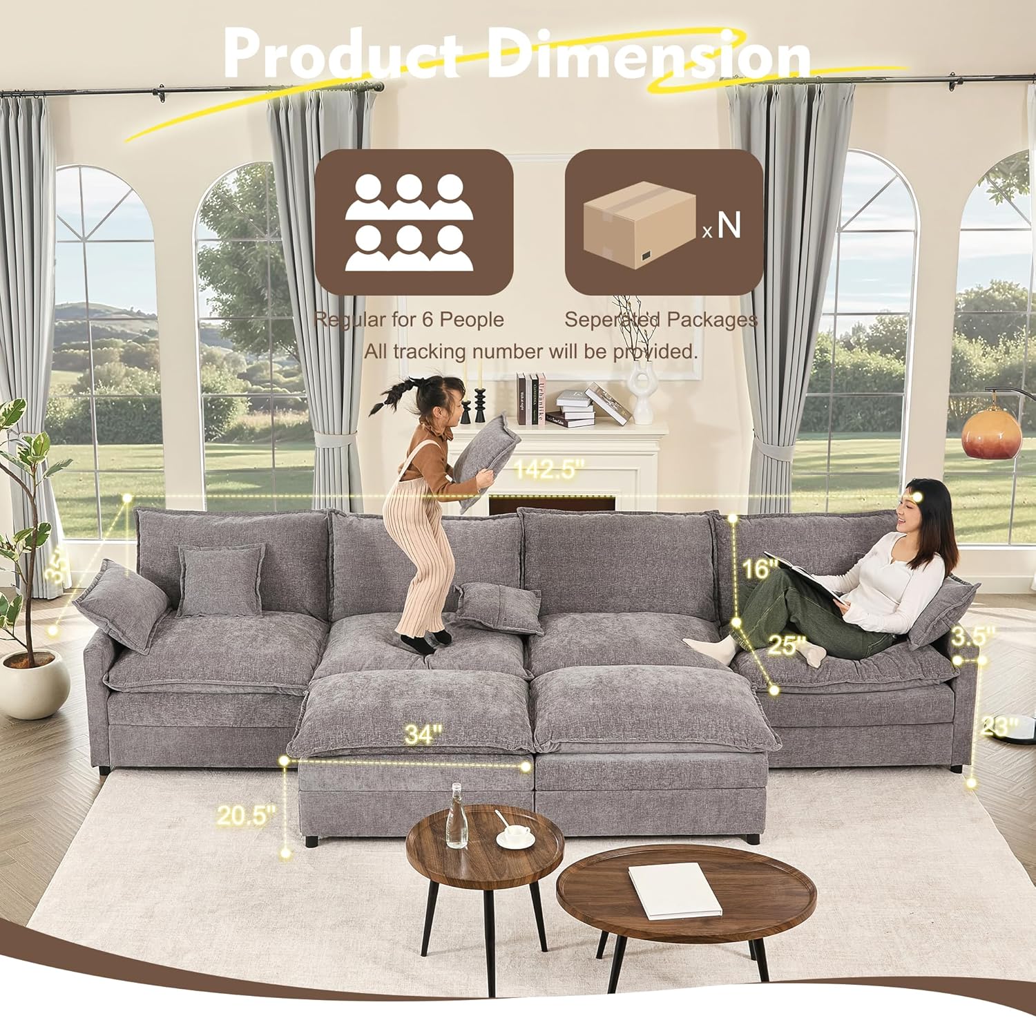 108 U-shaped sofa modular sofa three-seater comfortable cloud sofa