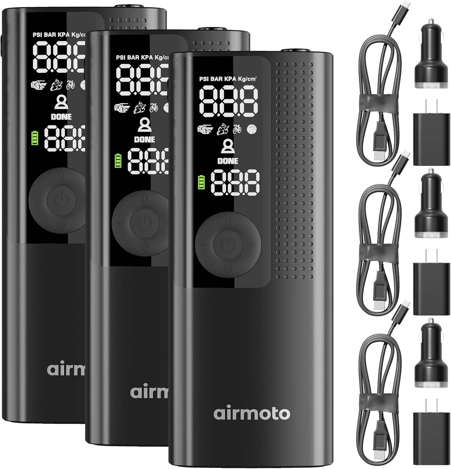 Power Kit Bundle Deal - 2-Pack - Tire Inflation Portable Air Compressor with Power Kit for Charging at Home and on the Road - Cordless Air Pump for Car Tires, Motorcycles, Bicycles