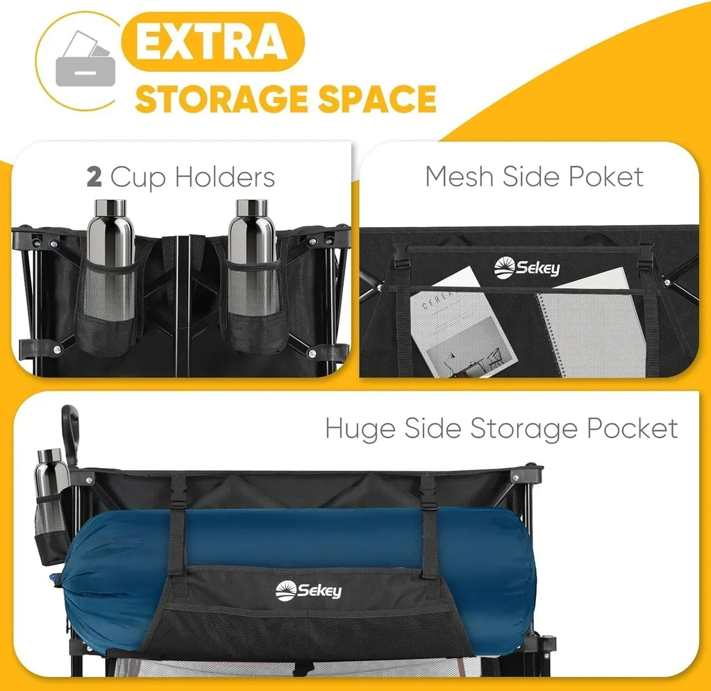 400L Large Capacity Folding Double Decker Wagon with Brakes 50 Extra Long Extender Cart