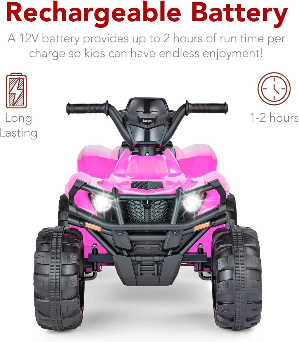 Best Choice Products 12V Kids Ride-On Electric ATV, 4-Wheeler Quad Car Toy w/Bluetooth Audio, 2.4mph Max Speed, Treaded Tires, LED Headlights, Radio